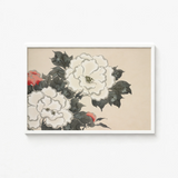 Framed Artwork Delicate Watercolor Painting White Pink Peonies Kamisaka Sekka’s Flowers, Sekka Art, Print