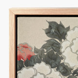 Framed Canvas Print Delicate Floral Design Soft Red Kamisaka Sekka’s Flowers, Sekka Art