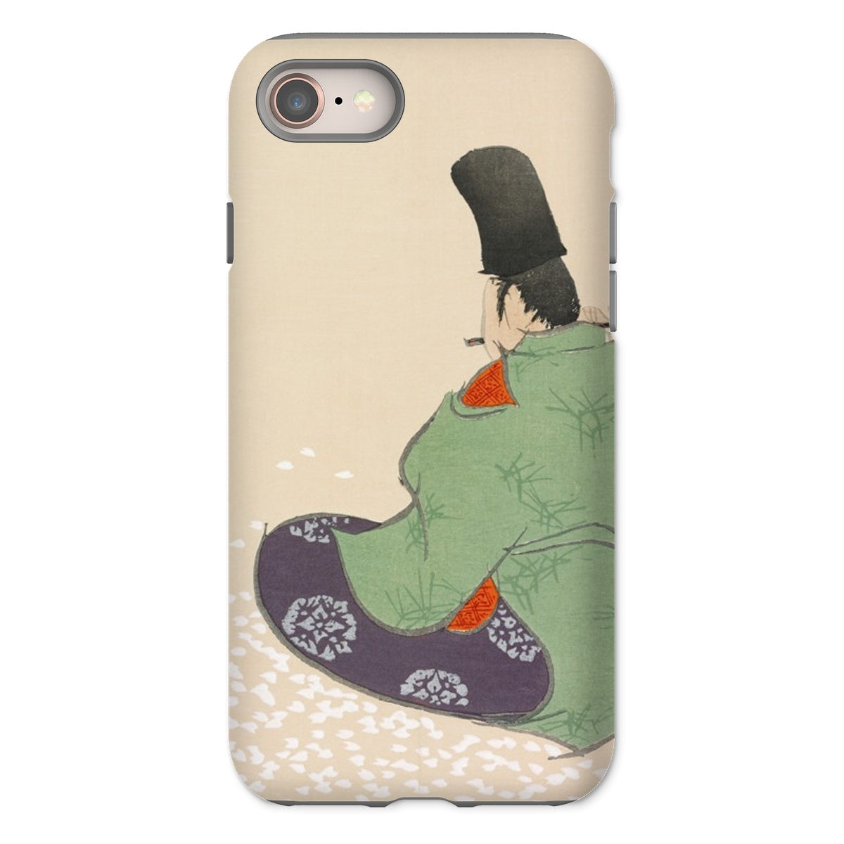 Flute Player Kamisaka Sekka Art Iphone Case, 8 / Matte, Phone Case Traditional Japanese Artwork Seated Figure Green