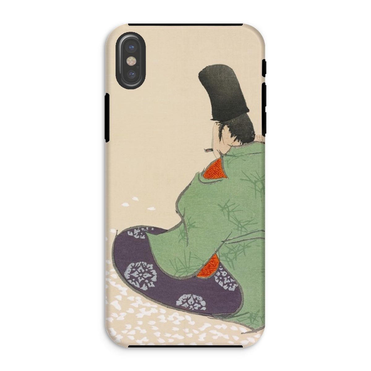 Flute Player Kamisaka Sekka Art Iphone Case, Xs / Matte, Phone Case Japanese Style Illustration Seated Figure Traditional Kimono