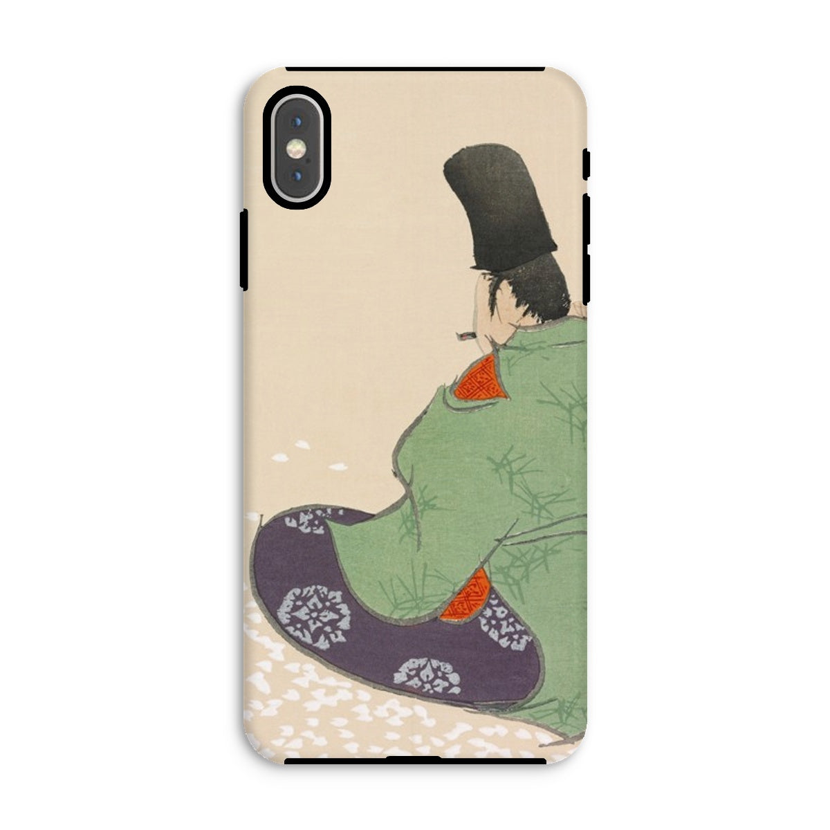 Flute Player Kamisaka Sekka Art Iphone Case, Xs Max / Matte, Phone Case Traditional Japanese Artwork Seated Figure Green
