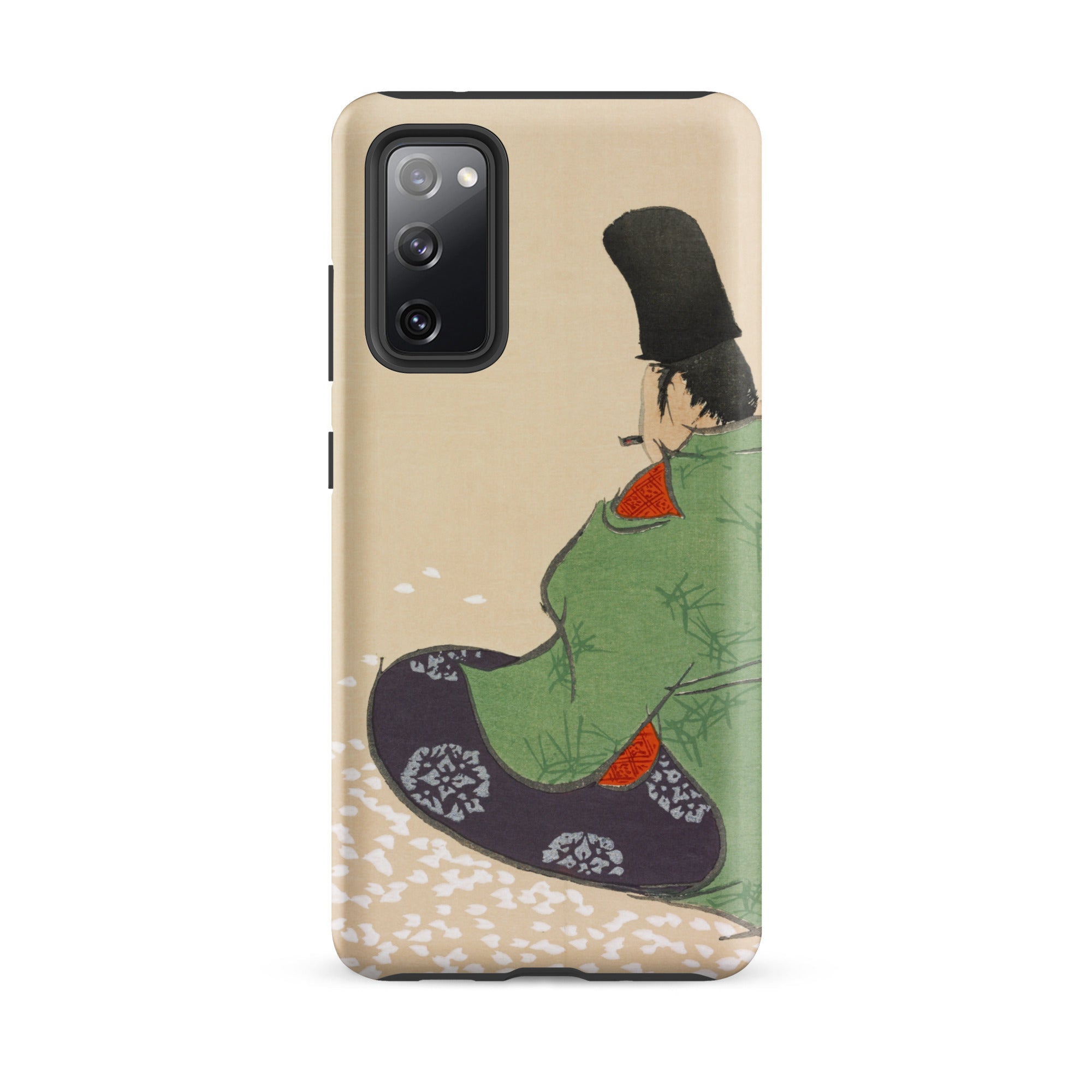 Flute Player Kamisaka Sekka Art Samsung Case, Galaxy S20 Fe / Matte, Phone Case Traditional Japanese Style Illustration Person Green Robe