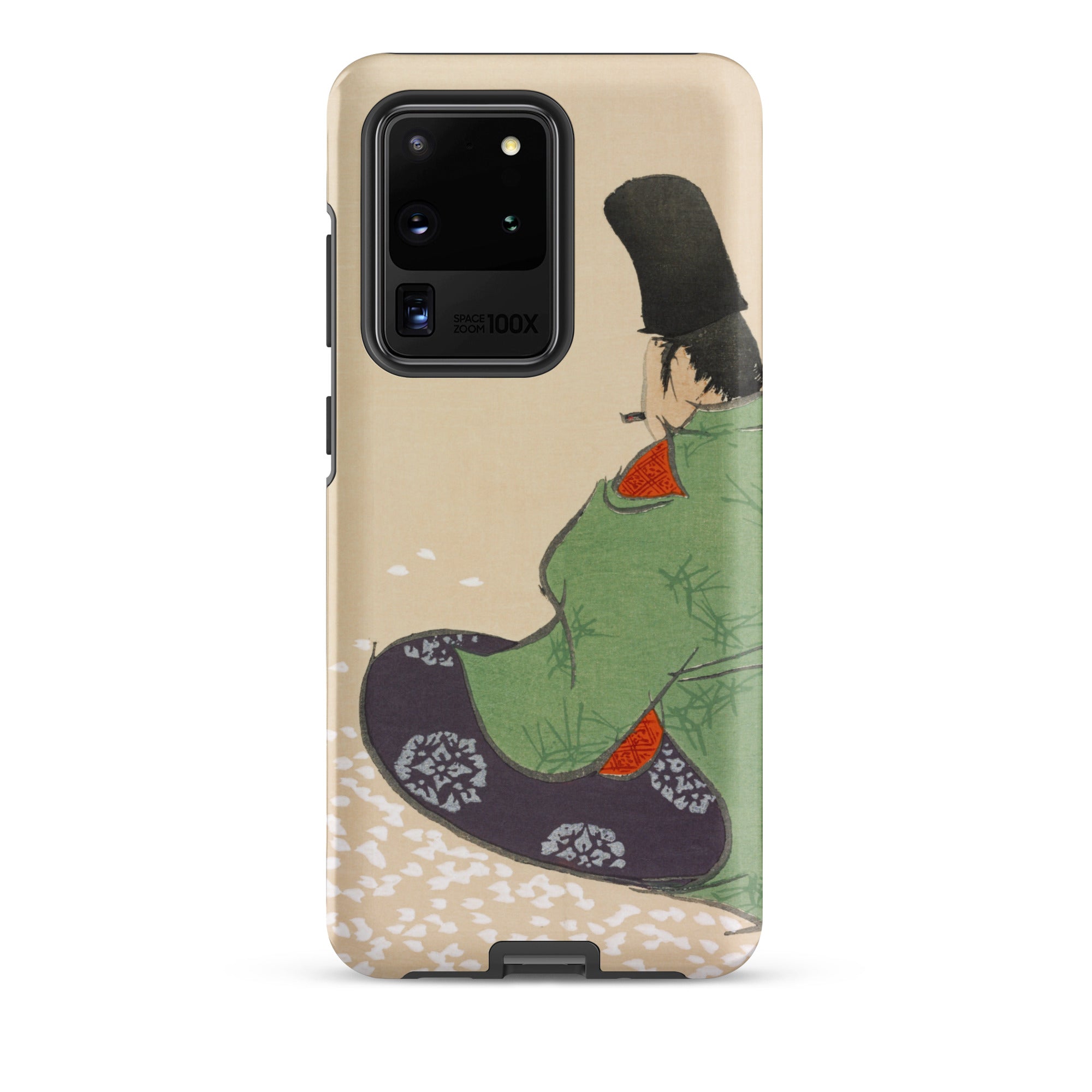 Flute Player Kamisaka Sekka Art Samsung Case, Galaxy S20 Ultra / Matte, Smartphone Case Traditional Japanese Art Design Figure Green