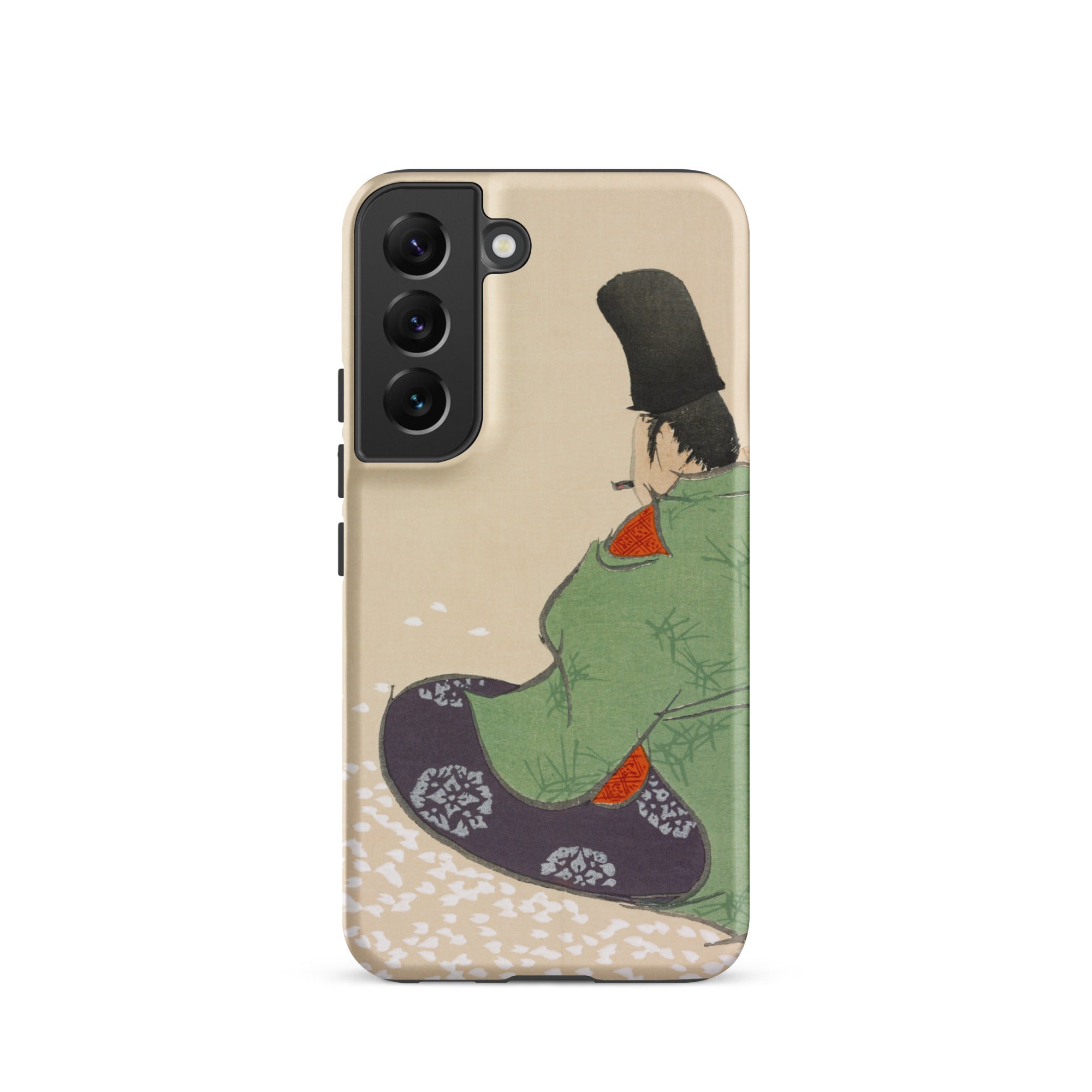 Flute Player Kamisaka Sekka Art Samsung Case, Galaxy S22 / Matte, Smartphone Case Traditional Japanese Style Illustration Person Green