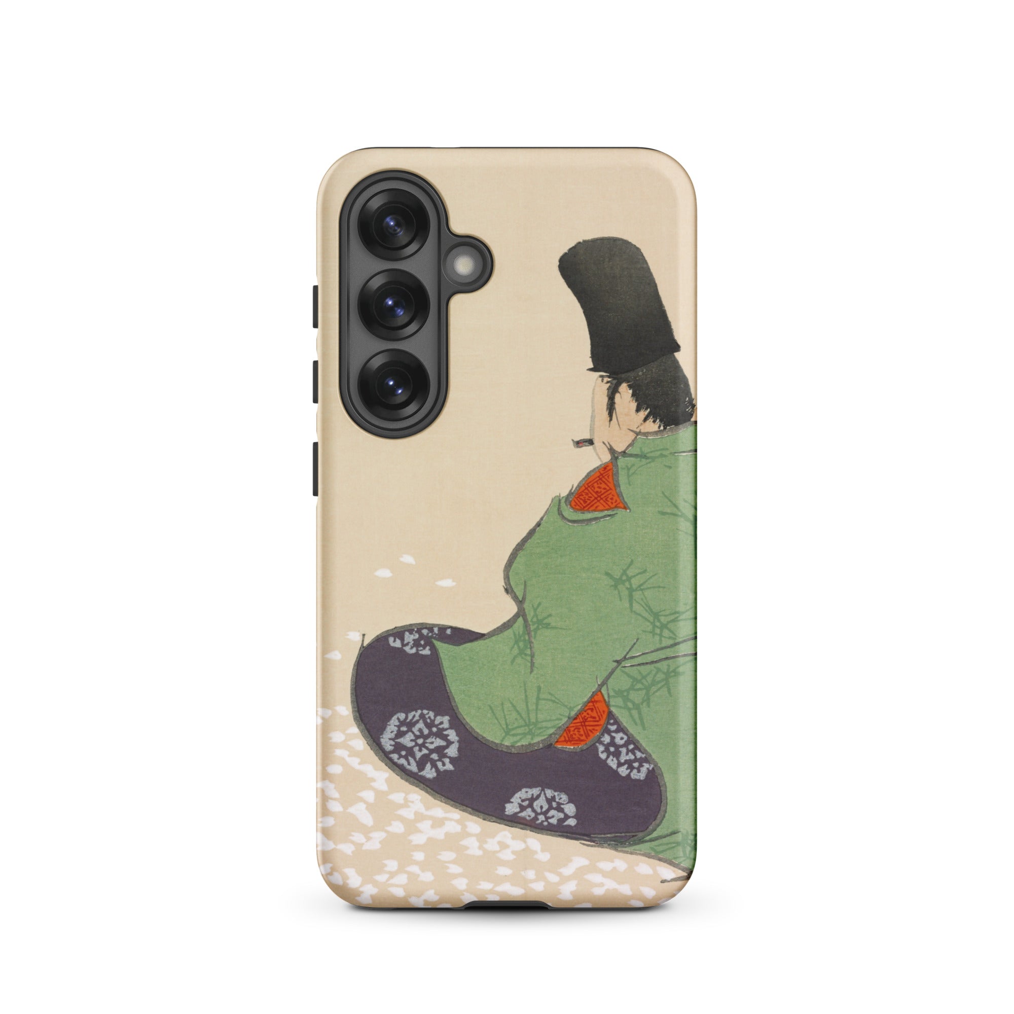 Flute Player Kamisaka Sekka Art Samsung Case, Galaxy S25 / Matte, Beige Smartphone Case Traditional Japanese Art Design Person