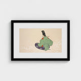 Flute Player - Kamisaka Sekka Meiji Period Art Print / Canvas Black-framed Traditional Japanese Figure Green Purple, Sekka’s Prints