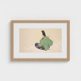 Flute Player - Kamisaka Sekka Meiji Period Art Print / Canvas Framed Japanese Woodblock Figure Traditional Green Purple, Sekka’s Prints