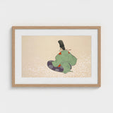 Flute Player - Kamisaka Sekka Meiji Period Art Print / Canvas Framed Traditional Japanese Figure Green Purple, Sekka’s Prints
