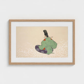 Flute Player - Kamisaka Sekka Meiji Period Art Print / Canvas Framed Traditional Japanese Figure Green Purple, Sekka’s Prints