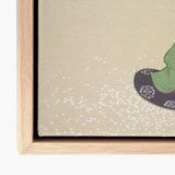 Flute Player - Kamisaka Sekka Meiji Period Art Print / Canvas Framed Traditional Japanese-style Green Black Slipper, Sekka’s Prints