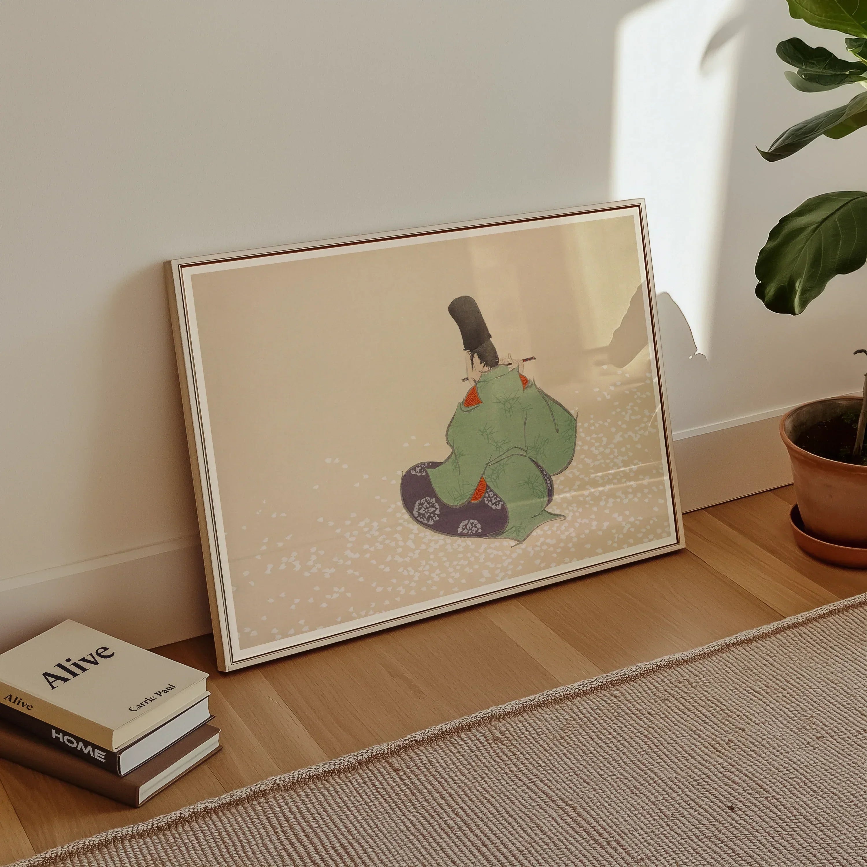 Flute Player - Kamisaka Sekka Meiji Period Art Print, Framed Illustration Pear-shaped Figure