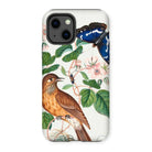 Flycatcher Emperor and Beetle - James Bolton Iphone Case, 13 / Matte, Phone Case Nature-inspired Design Bird Butterfly Floral Elements