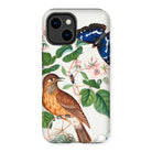 Flycatcher Emperor and Beetle - James Bolton Iphone Case, 14 Plus / Matte, Phone Case Nature Illustration Bird Butterfly Among Foliage