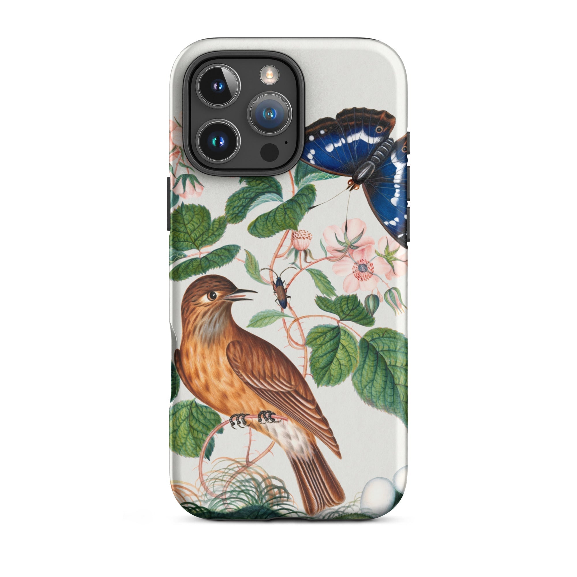 Flycatcher Emperor and Beetle James Bolton Iphone Case, 16 Pro Max / Matte, Iphone Case Bird Butterfly Design