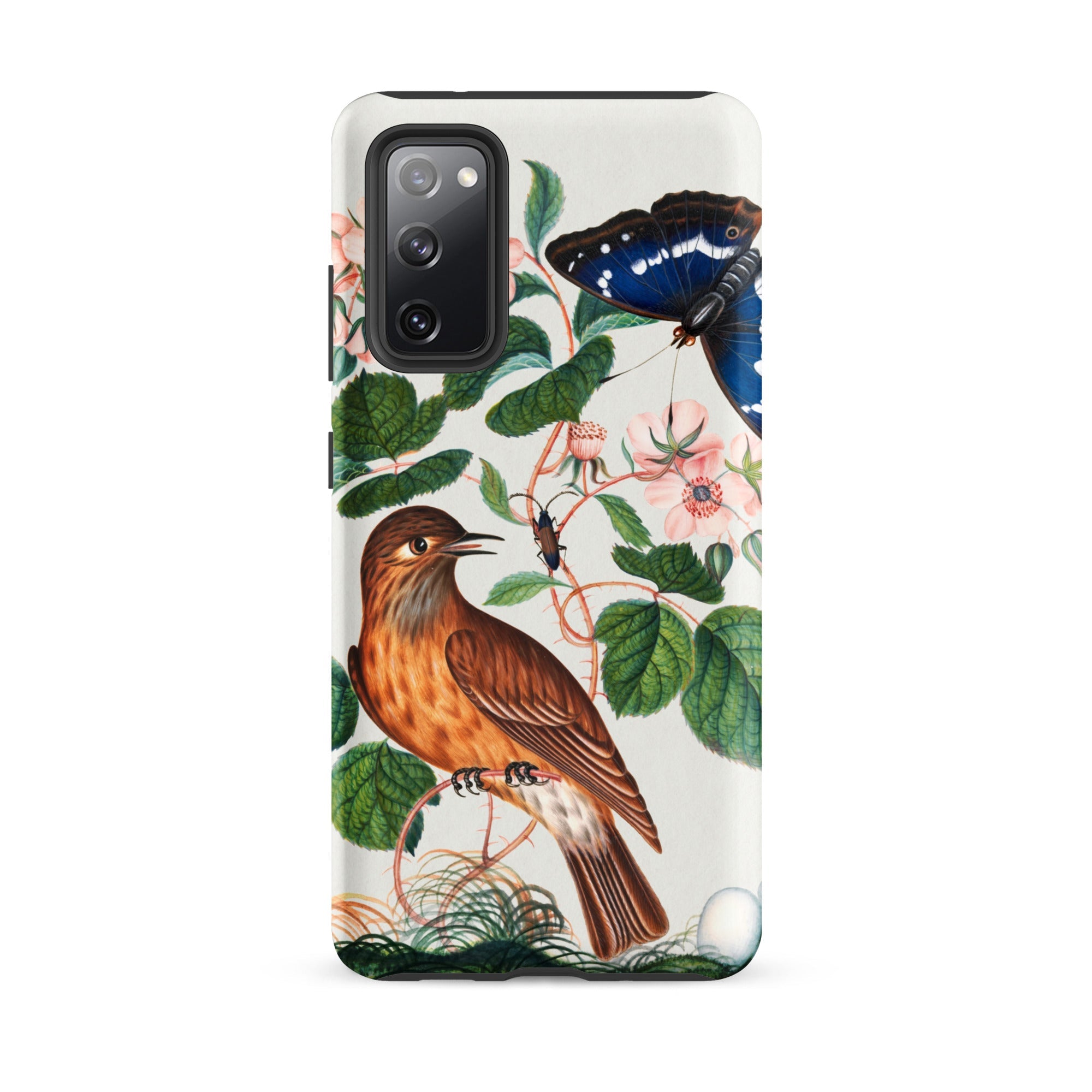 Flycatcher Emperor and Beetle James Bolton Samsung Case, Galaxy S20 Fe / Matte, White Phone Case Natural History Illustration Brown Bird