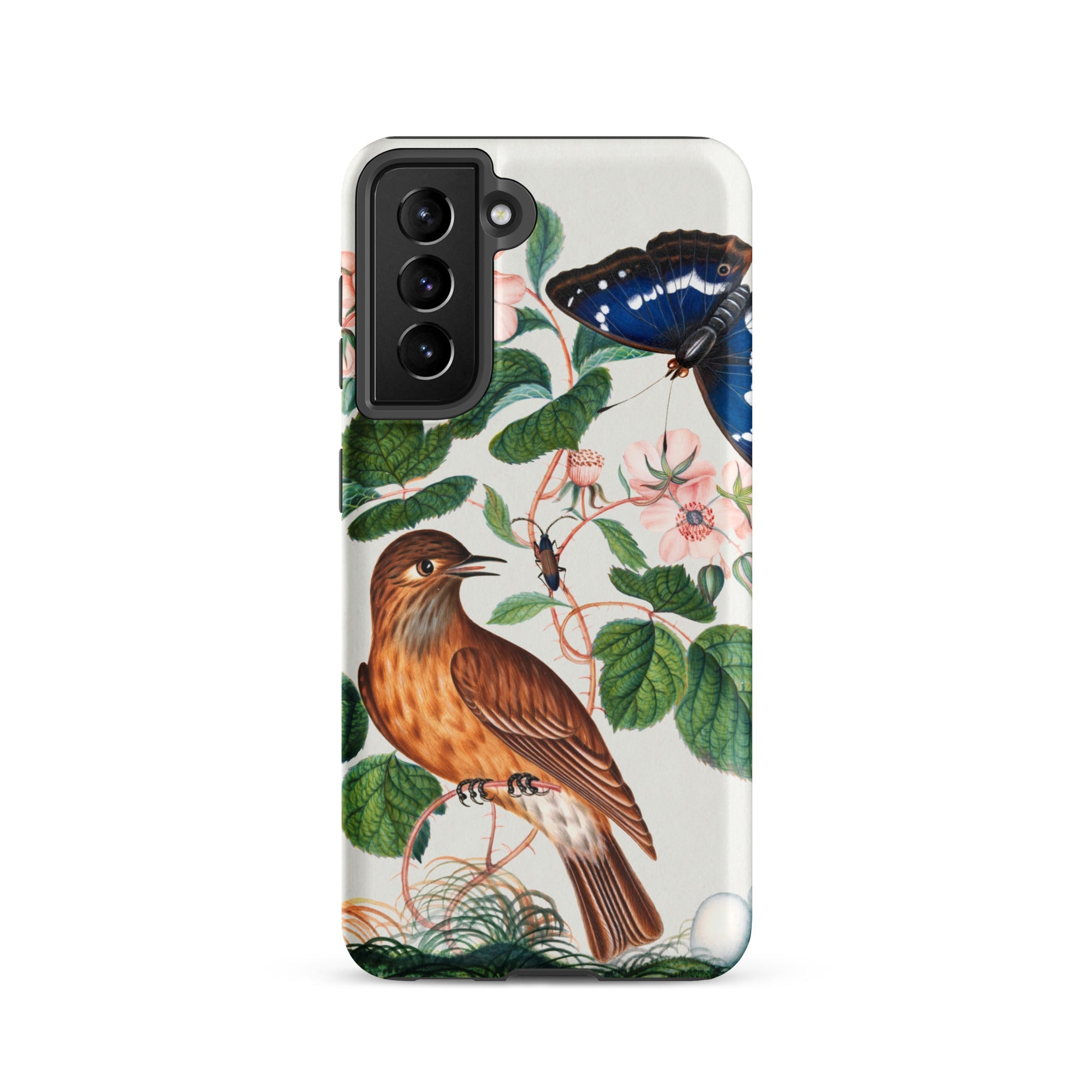 Flycatcher Emperor and Beetle James Bolton Samsung Case, Galaxy S21 / Matte, White Smartphone Case Vintage Nature Print Bird Butterfly