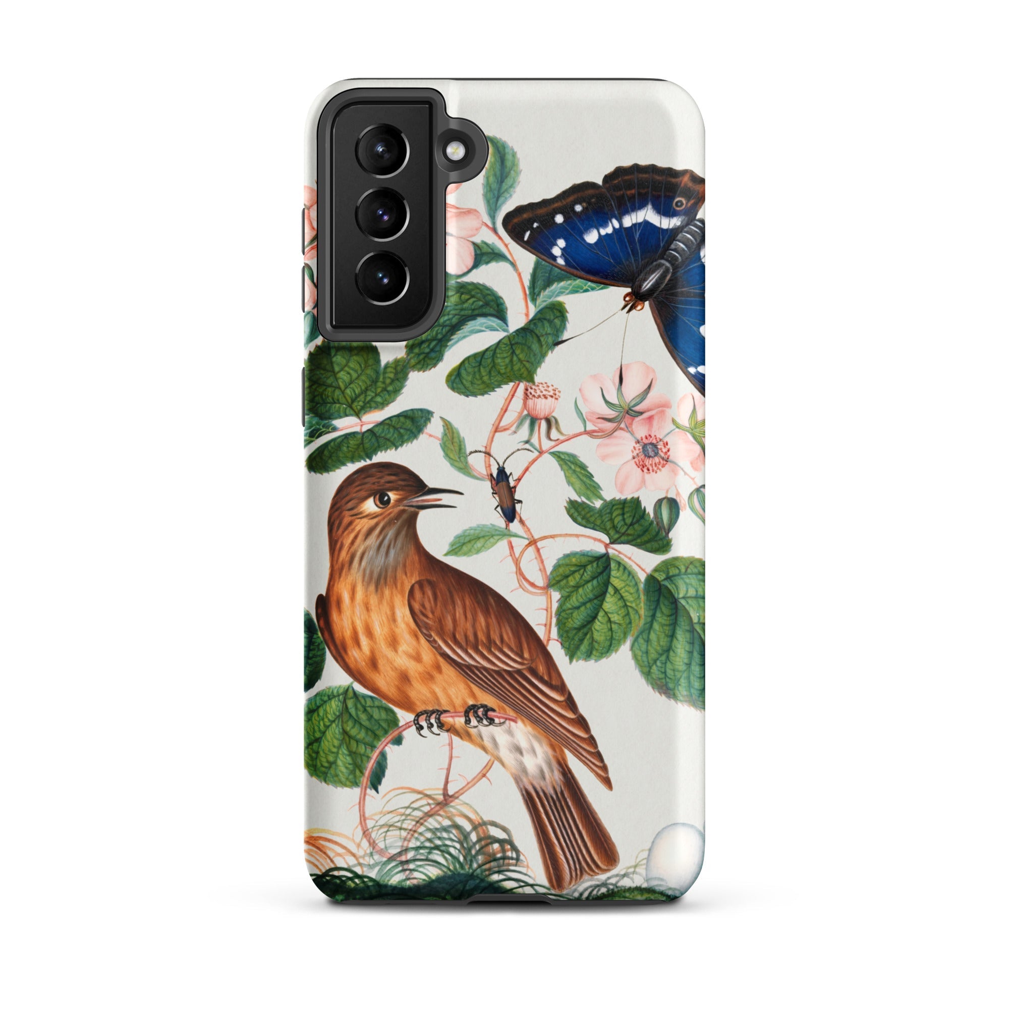 Flycatcher Emperor and Beetle James Bolton Samsung Case, Galaxy S21 Plus / Matte, Phone Case Nature Themed Illustration Bird Butterfly