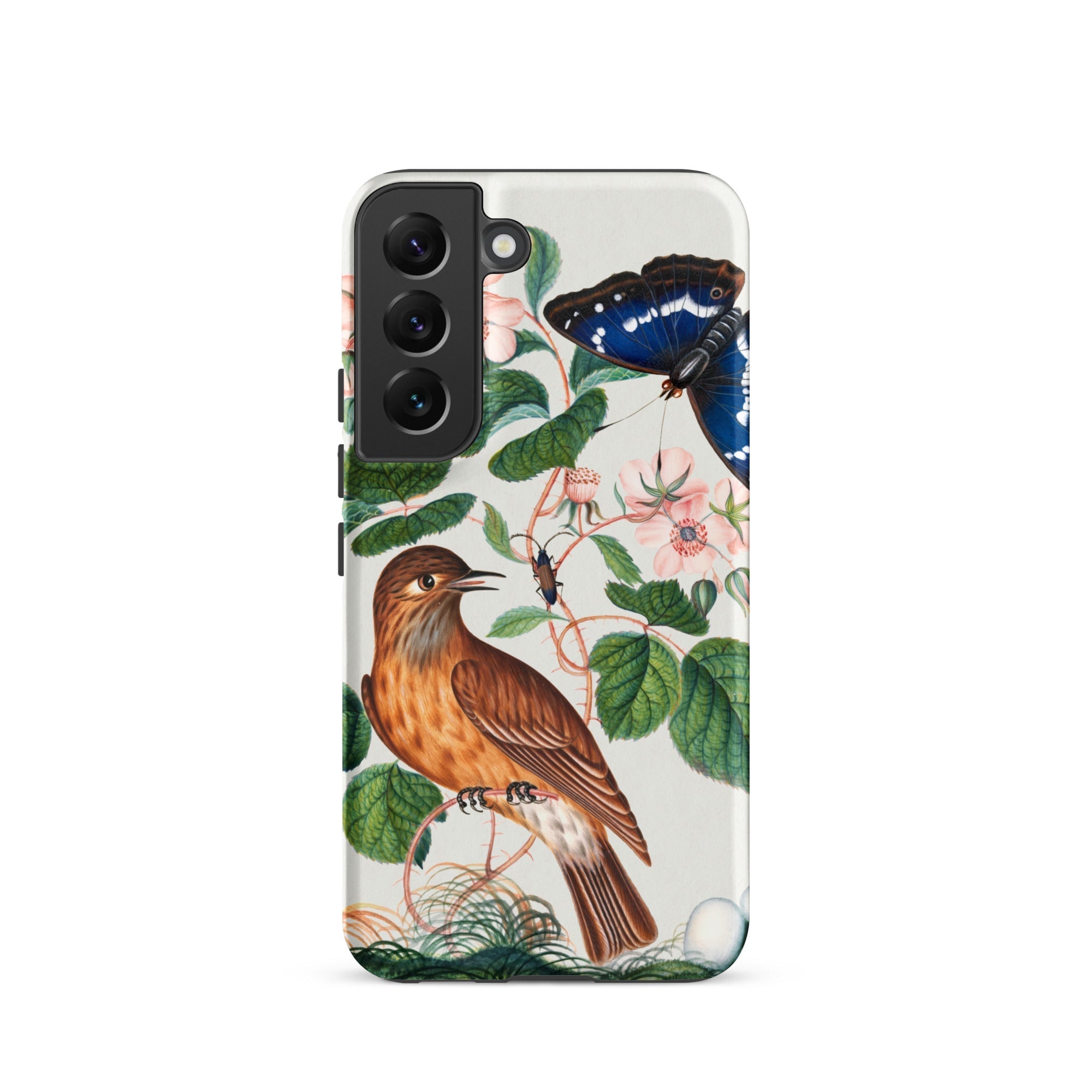 Flycatcher Emperor and Beetle James Bolton Samsung Case, Galaxy S22 / Matte, Smartphone Case Vintage Nature Themed Illustration Bird