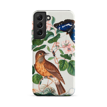 Flycatcher Emperor and Beetle - James Bolton Samsung Case, Galaxy S22 Plus / Matte, White Phone Case Botanical Illustration Brown Bird Blue