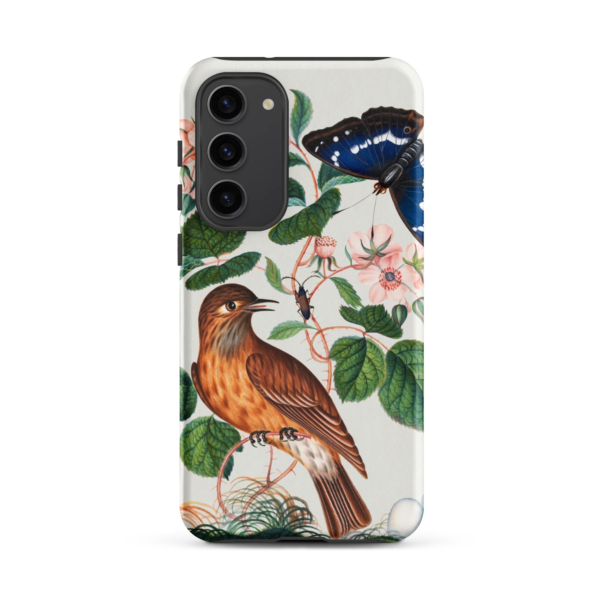 Flycatcher Emperor and Beetle James Bolton Samsung Case, Galaxy S23 Plus / Matte, Smartphone Case Nature Themed Illustration Bird Butterfly