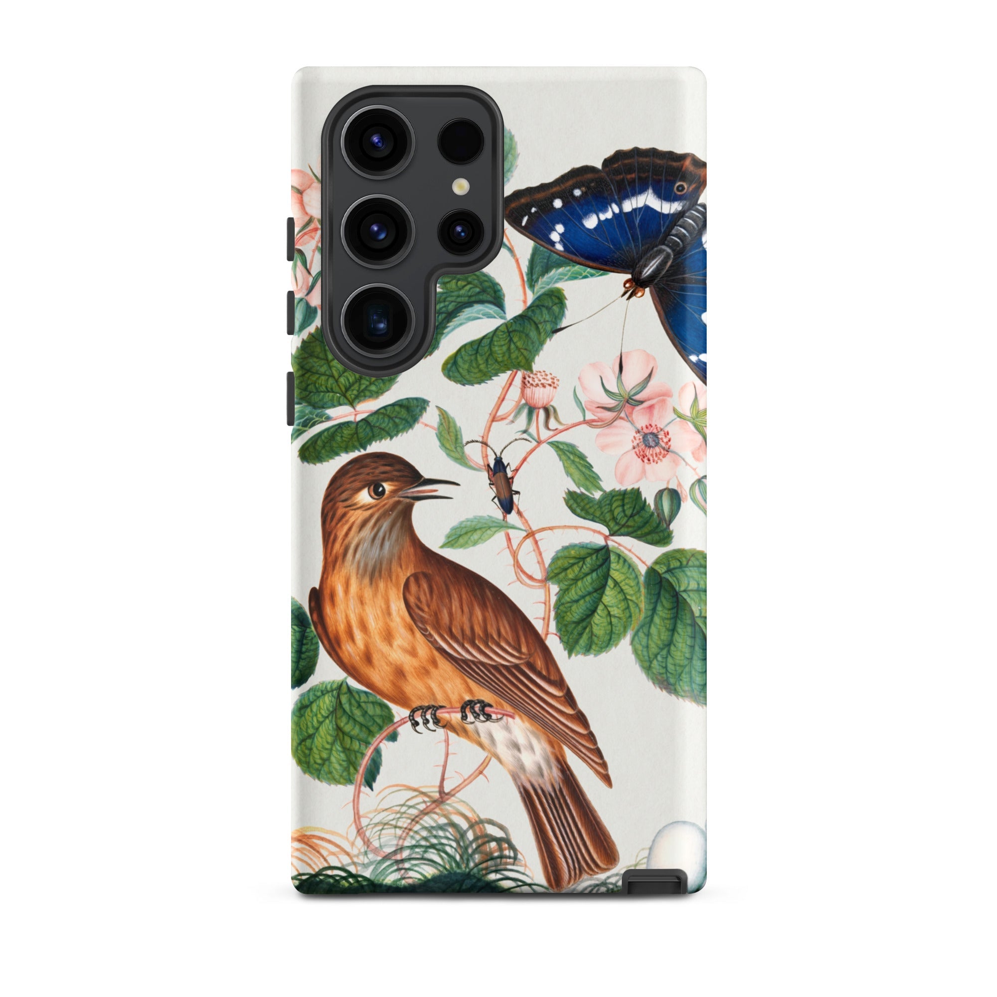 Flycatcher Emperor and Beetle James Bolton Samsung Case, Galaxy S23 Ultra / Matte, Phone Case Classical Illustration Bird Butterfly