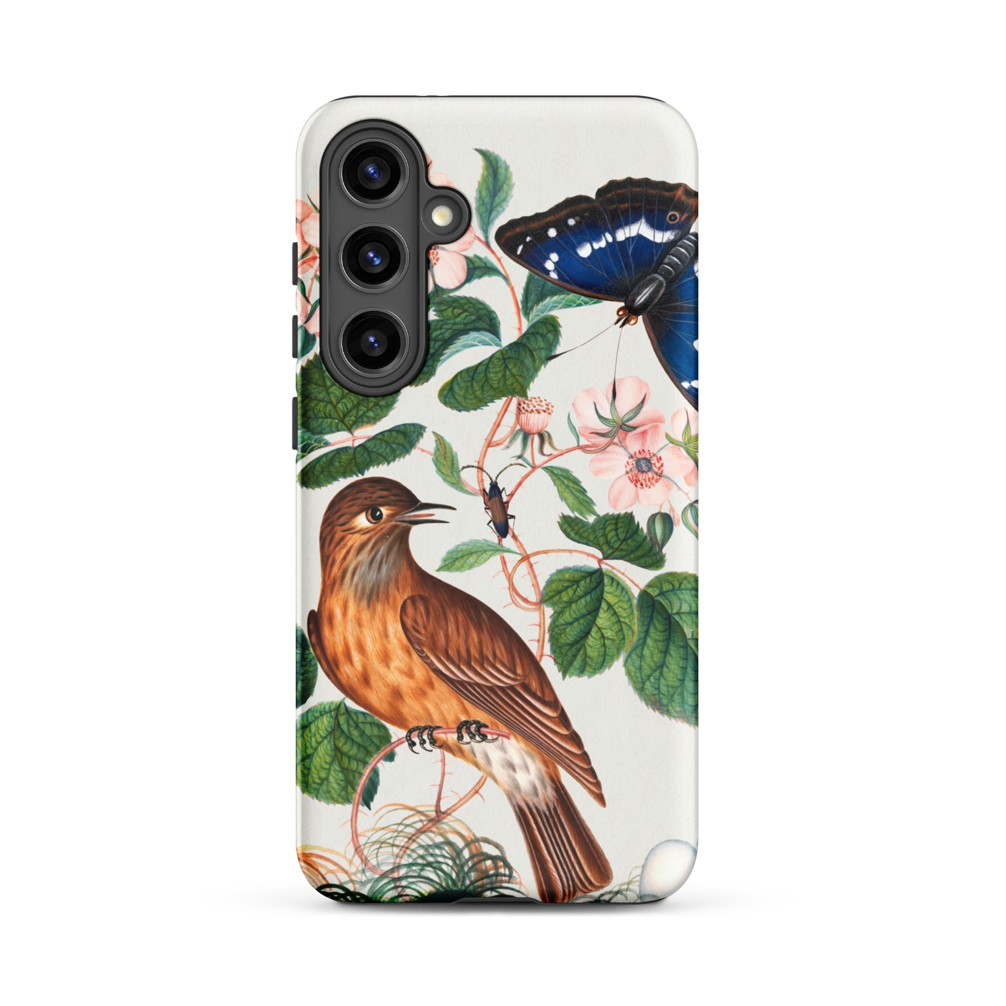 Flycatcher Emperor and Beetle James Bolton Samsung Case, Galaxy S24 Plus / Matte, Smartphone Case Vintage Botanical Zoological Illustration