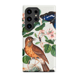 Flycatcher Emperor and Beetle - James Bolton Samsung Case, Galaxy S24 Ultra / Matte, Phone Case Detailed Illustration Brown Bird Branch Pink
