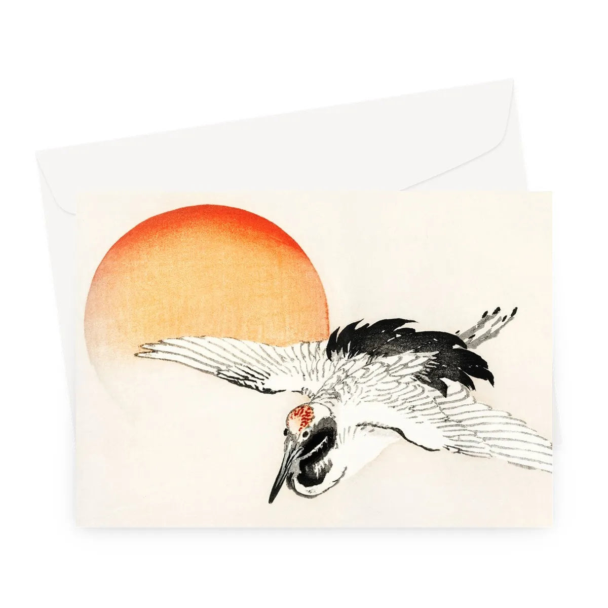Flying Crane By Kōno Bairei Greeting Card - A5 Landscape / 1 Card - Greeting & Note Cards - Aesthetic Art