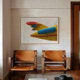 Flying High - Amusement Park Airplane Art Print / Canvas Abstract Artwork Bold Geometric Shapes Red Yellow Blue Amusement Park Airplane,