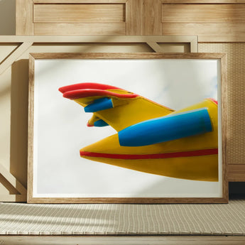 Flying High - Amusement Park Airplane Art Print / Canvas Abstract Geometric Artwork Curved Yellow Blue Red Shapes Amusement Park Airplane,