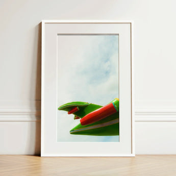 Flying High - Amusement Park Airplane Art Print / Canvas Framed Artwork Vibrant Green Red Toy Airplane Soft Amusement Park Airplane, Art,