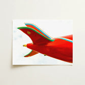 Vibrant Red Retro Airplane Tail Teal Gold Trim Amusement Park, Art Catapults, Design Meets Avant-garde Photography