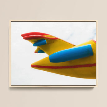 Flying High - Amusement Park Airplane Art Print / Canvas Vibrant Yellow Blue Red Toy Airplane Tail Section Amusement Park Airplane, Art,