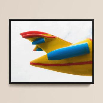 Flying High - Amusement Park Airplane Art Print / Canvas Vibrant Yellow Blue Airplane Tail Fin Red Accents Amusement Park Airplane, Art,