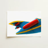Blue Yellow Toy Jet Red Engine Components Mid-century Carnival Delights, Technicolor Dreamscape, Amusement Park Airplane