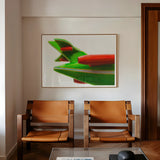 Flying Highest - Amusement Park Airplane Art Print, Abstract Artwork Bold Green Red Geometric Shapes Minimalist