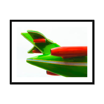 Flying Highest - Amusement Park Airplane Art Print, Green Red Toy Rocket