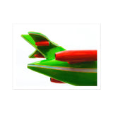 Flying Highest - Amusement Park Airplane Art Print, Tail Section Green Red Aircraft Aerodynamic Fins