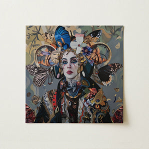 The Fool - Surreal Tarot Deck Art Print / Canvas Square Canvas Painting Woman Adorned Elaborate Headdress Vibrant Surreal Tarot, Fool Steps