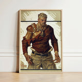Football Hero - J.c. Leyendecker Art Print / Canvas Framed Painting Muscular Man Vintage Gear Rendered, Prints