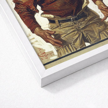 Football Hero - J.c. Leyendecker Art Print / Canvas White Framed Vintage-style Illustration Man Brown, Prints