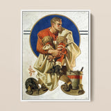 Football Player - J. C. Leyendecker Kunstdruck / Leinwand, 12x16’’ / 31x41cm / Weißer Rahmen, Poster-Drucke & visuelle Kunstwerke, Toby Leon