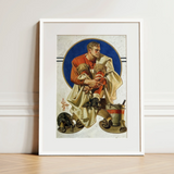 Football Player - J. C. Leyendecker Kunstdruck / Leinwand, 12x16’’ / 31x41cm / Weißer Rahmen / Passepartout, Poster-Drucke & visuelle Kunstwerke, Toby