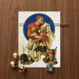 Football Player - J. C. Leyendecker Art Print / Canvas Vintage-style Illustration White Card Orange Jersey, Scarlet Burns, Coal Held,