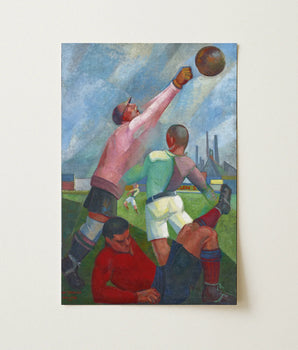 Vintage-style Soccer Painting Players Pink Green Red Blue ángel Zárraga Worked, Four Paris Years, Angel Zarraga Art, Print