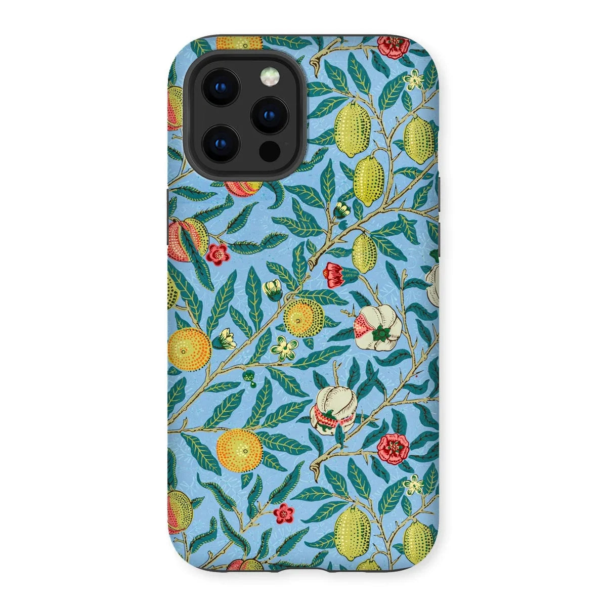 Four Fruits - William Morris Aesthetic Iphone Case, 12 Pro Max / Matte, Floral Patterned Phone Case Colorful Fruit Leaf Design