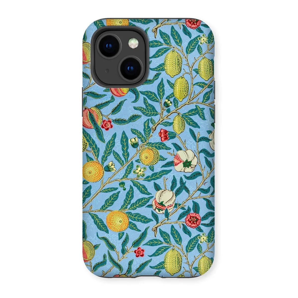 Four Fruits - William Morris Aesthetic Iphone Case, 14 / Matte, Colorful Floral Fruit Patterned Phone Case Light Blue