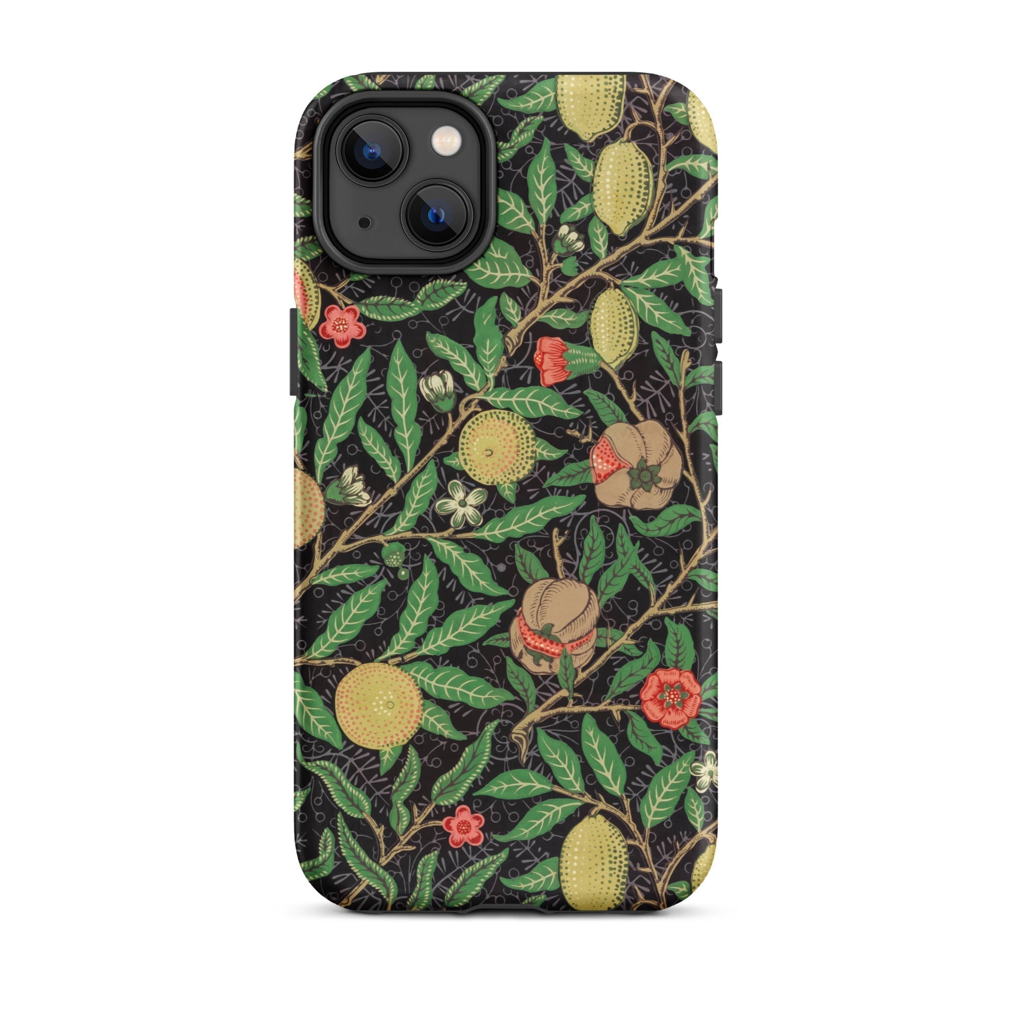 Four Fruits too - William Morris Aesthetic Iphone Case, 14 Plus / Tough Phone, Floral Patterned Phone Case