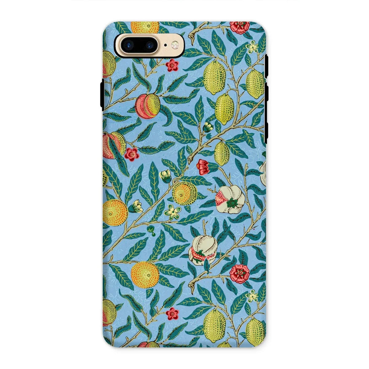 Four Fruits - William Morris Aesthetic Iphone Case, 8 Plus / Matte, Colorful Floral Fruit Patterned Phone Case Light Blue