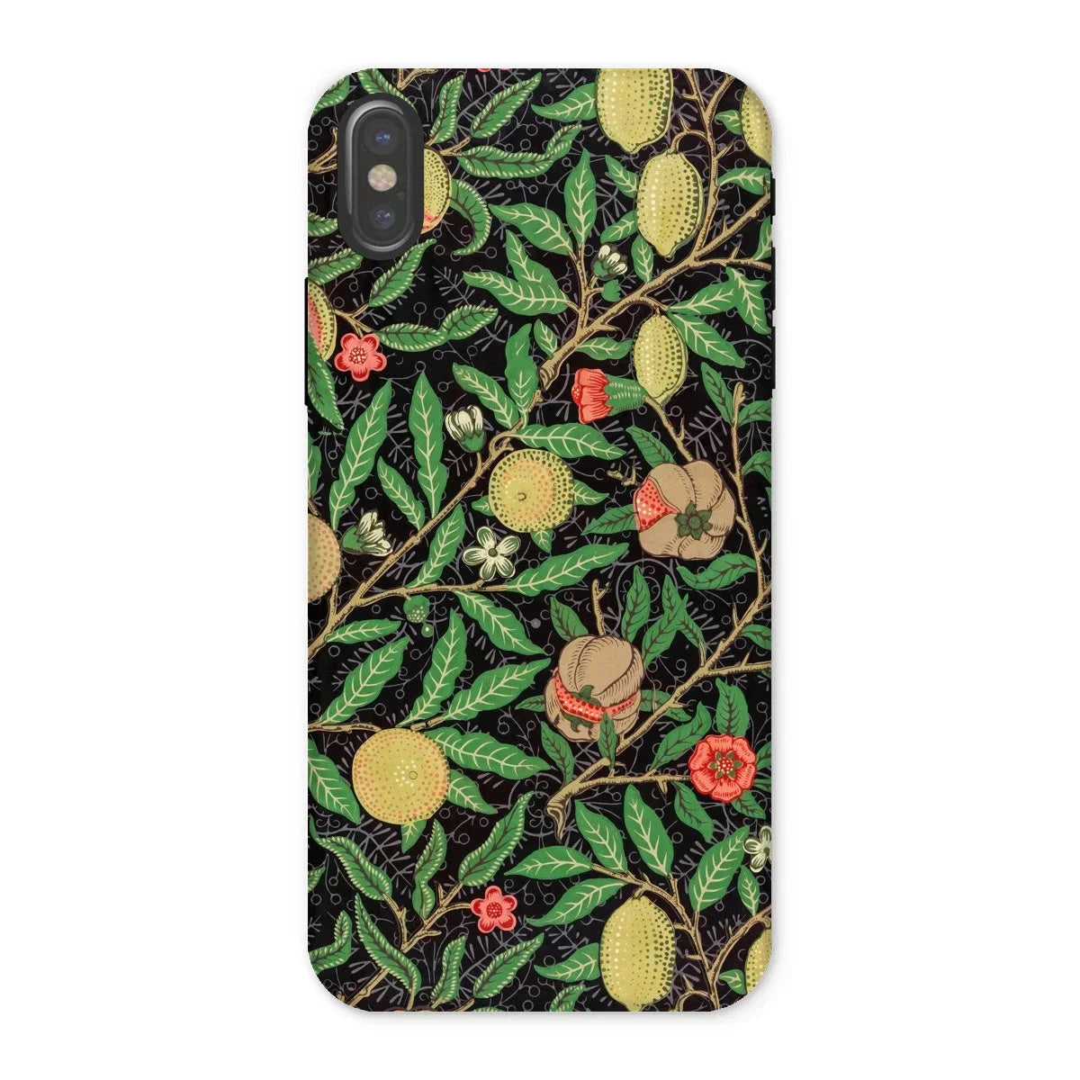 Four Fruits too - William Morris Aesthetic Iphone Case, x / Matte, Phone Case Botanical Fruit Flower Pattern Design